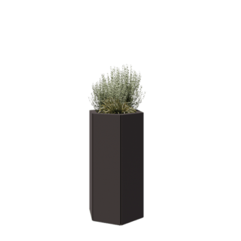 Stalen plantenbak - Zeshoek - 39,3 x 34,6 x 70 cm - RAL7016 mat (antraciet grijs) - Met bodemplaat