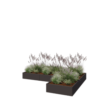 Stalen plantenbak - L-vorm - 300 x 200 x 30 cm - RAL7016 mat (antraciet grijs) - Zonder bodemplaat