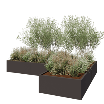 Stalen plantenbak - L-vorm - 300 x 200 x 40 cm - Andere RAL kleur - Zonder bodemplaat