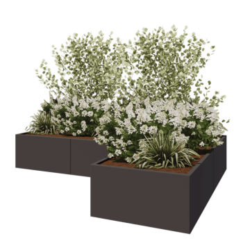 Stalen plantenbak - L-vorm - 300 x 200 x 50 cm - RAL7016 mat (antraciet grijs) - Zonder bodemplaat