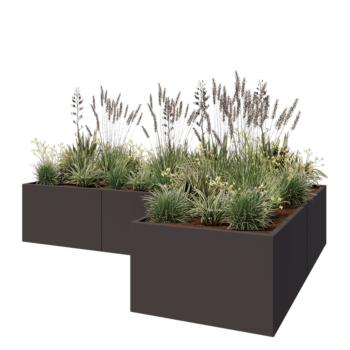 Stalen plantenbak - L-vorm - 300 x 200 x 60 cm - Andere RAL kleur - Zonder bodemplaat