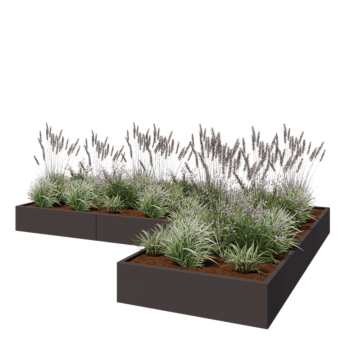 Stalen plantenbak - L-vorm - 360 x 240 x 30 cm - Andere RAL kleur - Met bodemplaat