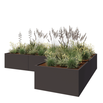 Stalen plantenbak - L-vorm - 360 x 240 x 60 cm - Andere RAL kleur - Zonder bodemplaat