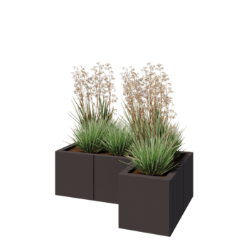 Stalen plantenbak - L-vorm - 90 x 60 x 30 cm - Andere RAL kleur - Met bodemplaat