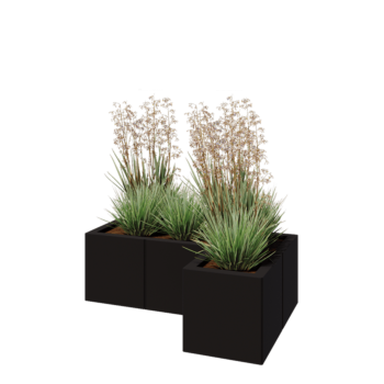 Stalen plantenbak - L-vorm - 90 x 60 x 30 cm - RAL9005 mat (zwart) - Zonder bodemplaat