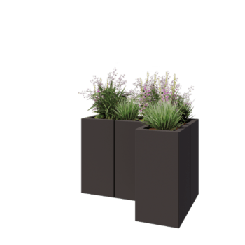 Stalen plantenbak - L-vorm - 90 x 60 x 60 cm - RAL7016 mat (antraciet grijs) - Zonder bodemplaat