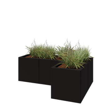 Stalen plantenbak - L-vorm - 120 x 80 x 40 cm - RAL9005 mat (zwart) - Zonder bodemplaat