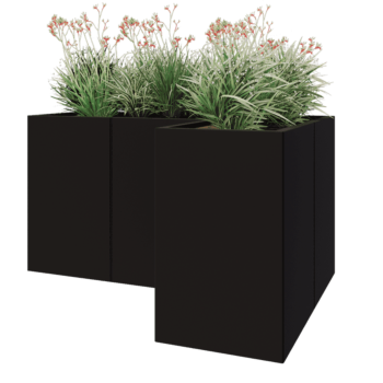 Stalen plantenbak - L-vorm - 150 x 100 x 80 cm - RAL9005 mat (zwart) - Zonder bodemplaat