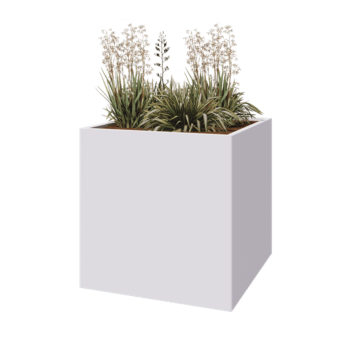 Stalen plantenbak - Vierkant - 100 x 100 x 100 cm - RAL9010 mat (wit) - Met bodemplaat