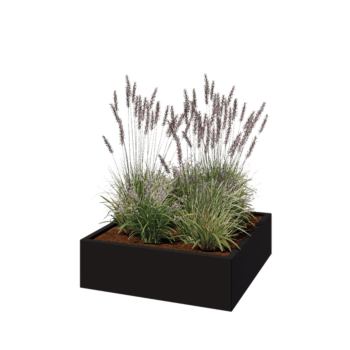 Stalen plantenbak - Vierkant - 100 x 100 x 30 cm - RAL9005 mat (zwart) - Zonder bodemplaat