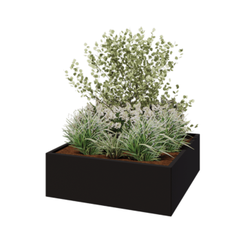 Stalen plantenbak - Vierkant - 120 x 120 x 40 cm - RAL9005 mat (zwart) - Zonder bodemplaat