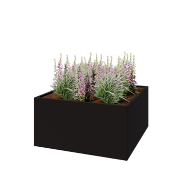 Stalen plantenbak - Vierkant - 120 x 120 x 60 cm - RAL9005 mat (zwart) - Met bodemplaat