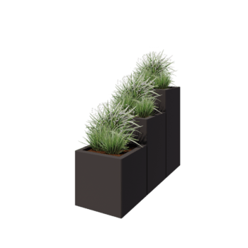 Stalen plantenbak - 3-delig trapmodel - 120 x 40 x 80 cm - RAL7016 mat (antraciet grijs) - Zonder bodemplaat