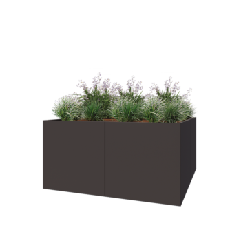 Stalen plantenbak XXL - Vierkant - 200 x 200 x 100 cm - RAL7016 mat (antraciet grijs) - Zonder bodemplaat