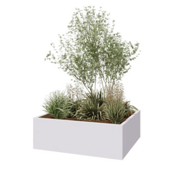 Stalen plantenbak - Rechthoek - 120 x 100 x 40 cm - RAL9010 mat (wit) - Zonder bodemplaat