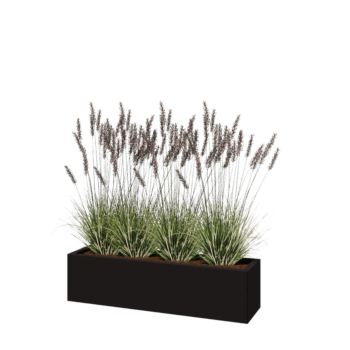 Stalen plantenbak - Rechthoek - 120 x 30 x 30 cm - RAL9005 mat (zwart) - Met bodemplaat