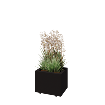 Stalen plantenbak - Rechthoek - 40 x 30 x 30 cm - RAL9005 mat (zwart) - Met bodemplaat - Met poten