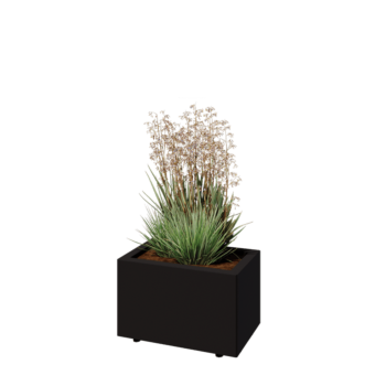 Stalen plantenbak - Rechthoek - 50 x 30 x 30 cm - RAL9005 mat (zwart) - Met bodemplaat - Met poten