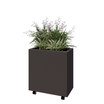 Stalen plantenbak - Rechthoek - 60 x 30 x 60 cm - Andere RAL kleur - Met bodemplaat - Met wielen