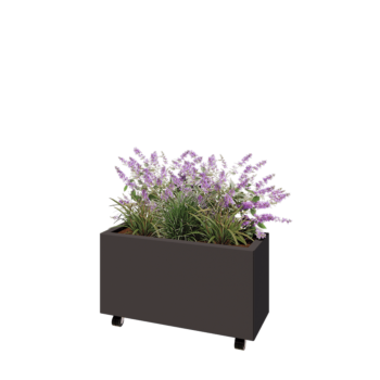 Stalen plantenbak - Rechthoek - 80 x 30 x 40 cm - Andere RAL kleur - Met bodemplaat - Met wielen
