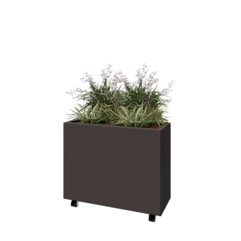 Stalen plantenbak - Rechthoek - 80 x 30 x 60 cm - Andere RAL kleur - Met bodemplaat - Met wielen