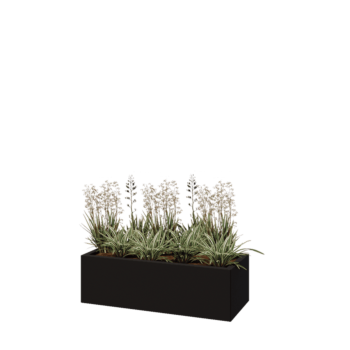 Stalen plantenbak - Rechthoek - 100 x 40 x 30 cm - RAL9005 mat (zwart) - Met bodemplaat