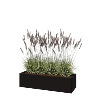 Stalen plantenbak - Rechthoek - 120 x 40 x 30 cm - RAL9005 mat (zwart) - Met bodemplaat