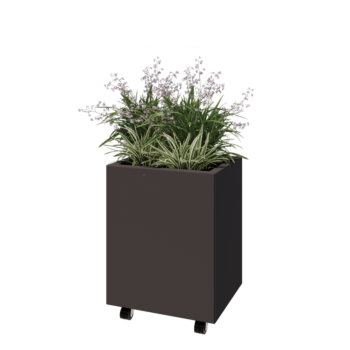 Stalen plantenbak - Rechthoek - 50 x 40 x 60 cm - Andere RAL kleur - Met bodemplaat - Met wielen