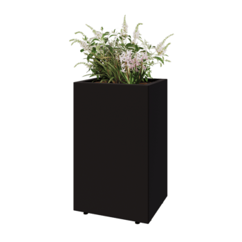 Stalen plantenbak - Rechthoek - 50 x 40 x 80 cm - RAL9005 mat (zwart) - Met bodemplaat - Met poten