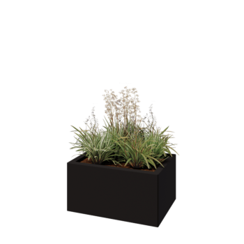 Stalen plantenbak - Rechthoek - 60 x 40 x 30 cm - RAL9005 mat (zwart) - Met bodemplaat