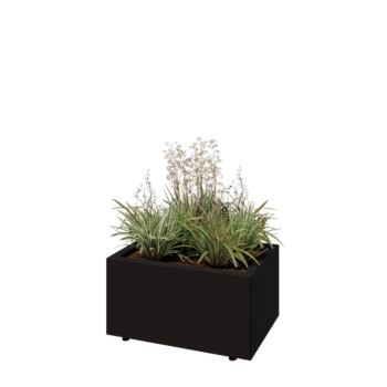 Stalen plantenbak - Rechthoek - 60 x 40 x 30 cm - RAL9005 mat (zwart) - Met bodemplaat - Met poten