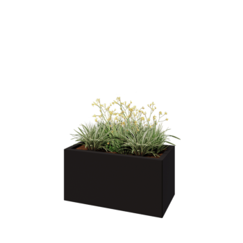 Stalen plantenbak - Rechthoek - 80 x 40 x 40 cm - RAL9005 mat (zwart) - Met bodemplaat
