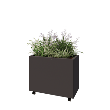 Stalen plantenbak - Rechthoek - 80 x 40 x 60 cm - Andere RAL kleur - Met bodemplaat - Met wielen