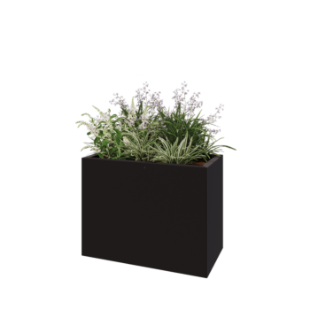 Stalen plantenbak - Rechthoek - 80 x 40 x 60 cm - RAL9005 mat (zwart) - Met bodemplaat