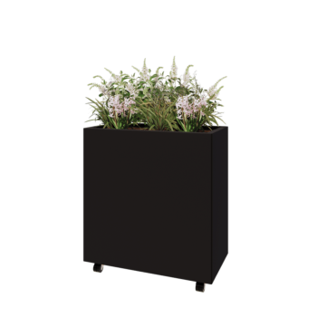 Stalen plantenbak - Rechthoek - 80 x 40 x 80 cm - RAL9005 mat (zwart) - Met bodemplaat - Met wielen