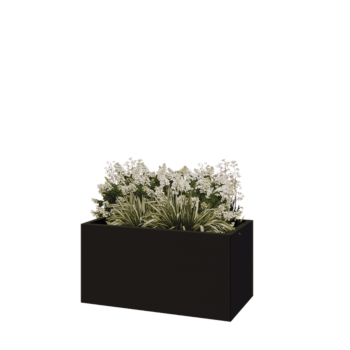 Stalen plantenbak - Rechthoek - 100 x 50 x 50 cm - RAL9005 mat (zwart) - Met bodemplaat