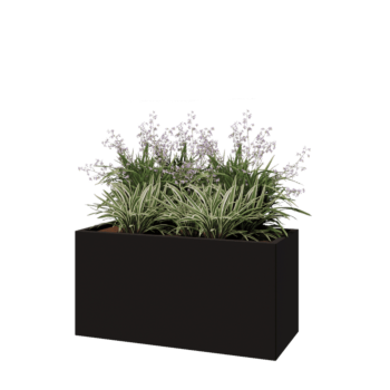 Stalen plantenbak - Rechthoek - 120 x 50 x 60 cm - RAL9005 mat (zwart) - Met bodemplaat