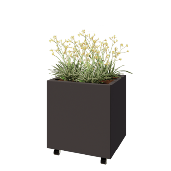 Stalen plantenbak - Rechthoek - 60 x 50 x 60 cm - RAL7016 mat (antraciet grijs) - Met bodemplaat - Met wielen