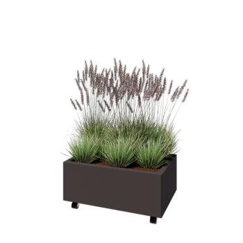 Stalen plantenbak - Rechthoek - 80 x 50 x 30 cm - Andere RAL kleur - Met bodemplaat - Met wielen