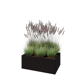 Stalen plantenbak - Rechthoek - 80 x 50 x 30 cm - RAL9005 mat (zwart) - Zonder bodemplaat