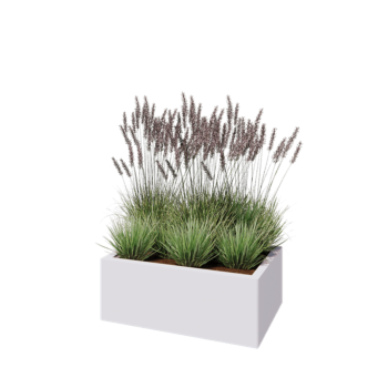 Stalen plantenbak - Rechthoek - 80 x 50 x 30 cm - RAL9010 mat (wit) - Met bodemplaat