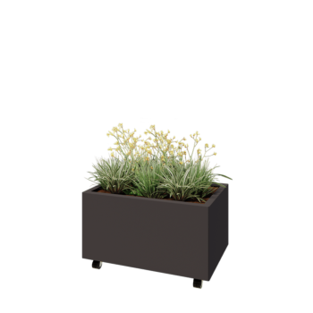 Stalen plantenbak - Rechthoek - 80 x 50 x 40 cm - Andere RAL kleur - Met bodemplaat - Met wielen