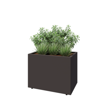 Stalen plantenbak - Rechthoek - 80 x 50 x 60 cm - RAL7016 mat (antraciet grijs) - Met bodemplaat - Met poten