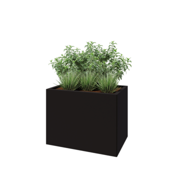 Stalen plantenbak - Rechthoek - 80 x 50 x 60 cm - RAL9005 mat (zwart) - Zonder bodemplaat