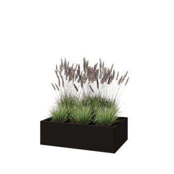 Stalen plantenbak - Rechthoek - 100 x 60 x 30 cm - RAL9005 mat (zwart) - Zonder bodemplaat