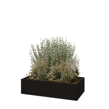 Stalen plantenbak - Rechthoek - 120 x 60 x 30 cm - RAL9005 mat (zwart) - Zonder bodemplaat