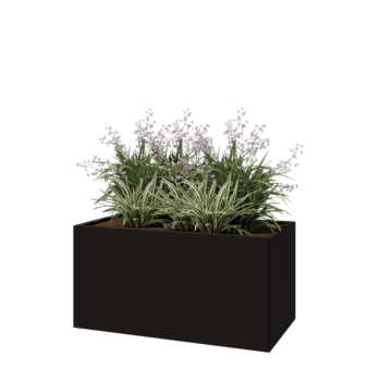 Stalen plantenbak - Rechthoek - 120 x 60 x 60 cm - RAL9005 mat (zwart) - Met bodemplaat