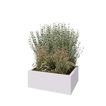 Stalen plantenbak - Rechthoek - 80 x 60 x 30 cm - RAL9010 mat (wit) - Met bodemplaat