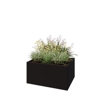 Stalen plantenbak - Rechthoek - 80 x 60 x 40 cm - RAL9005 mat (zwart) - Met bodemplaat