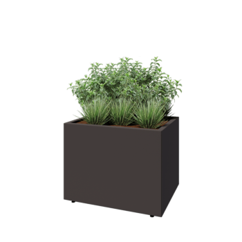 Stalen plantenbak - Rechthoek - 80 x 60 x 60 cm - RAL7016 mat (antraciet grijs) - Met bodemplaat - Met poten